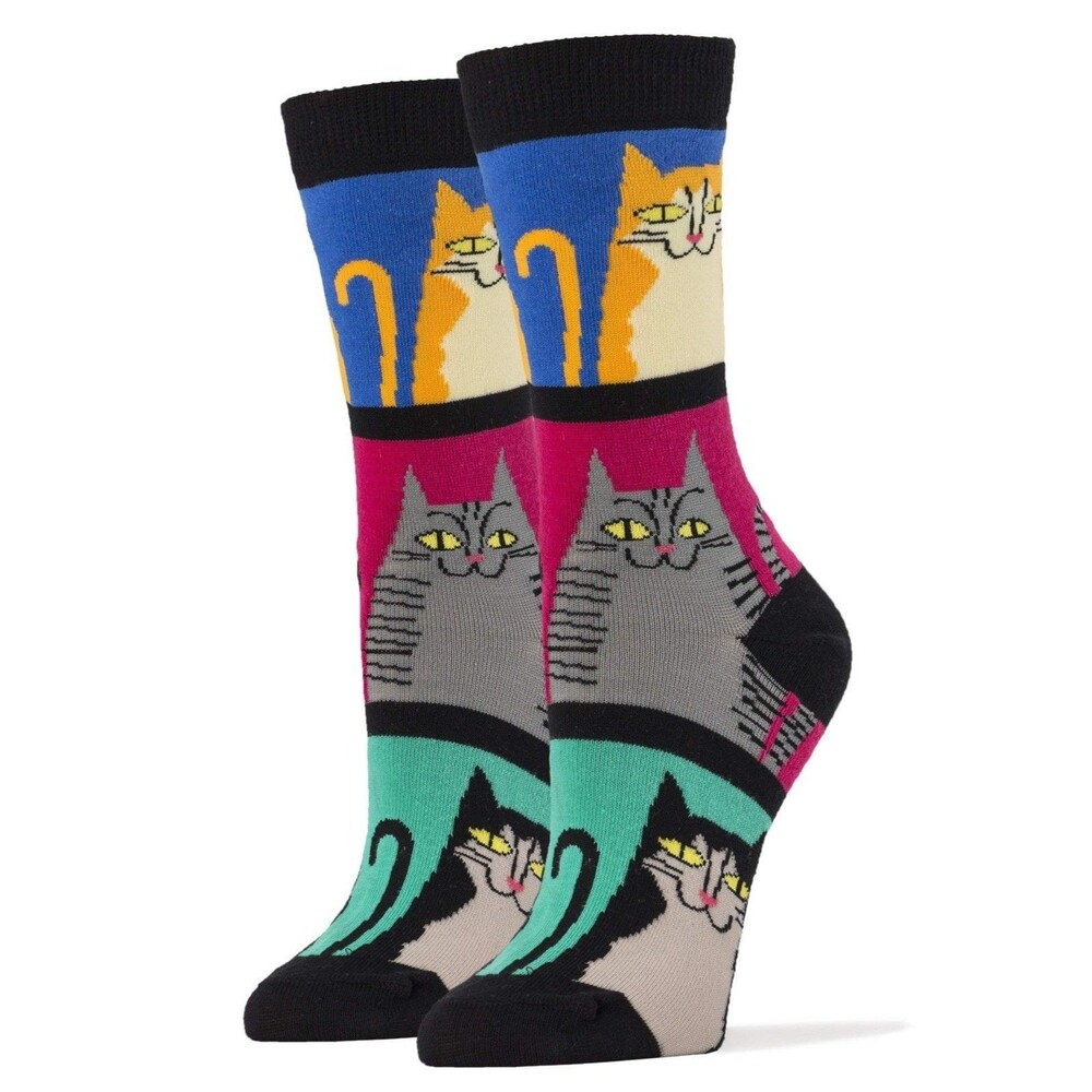 Oooh Yeah! Socks, Womens Cotton Crew Socks (Mod Meow)